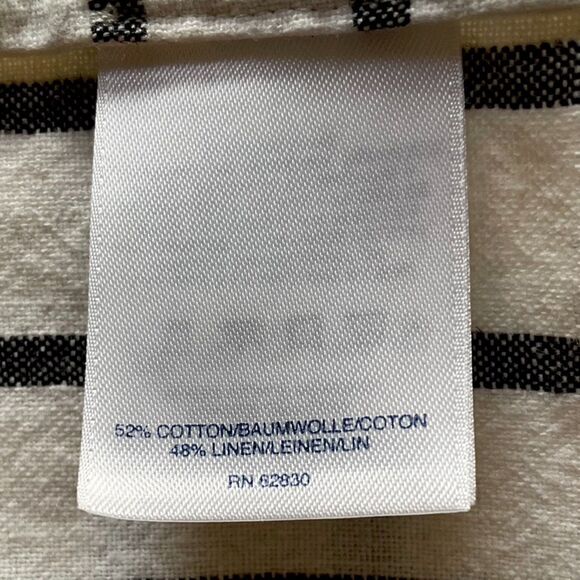 Lands' End Cotton Linen Blend Shift Dress Sz 6 White Mixed Stripes Short Sleeves - Picture 11 of 12